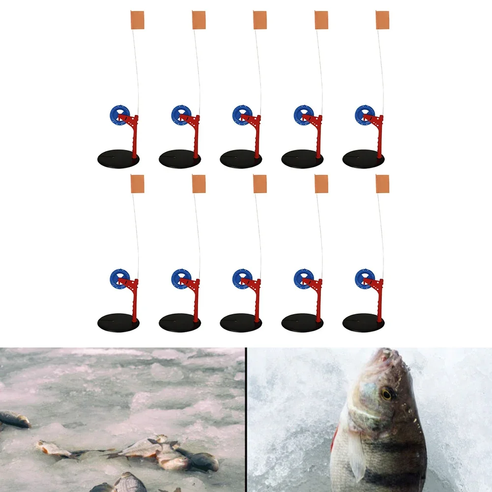 Ice Fishing Tip Up - 10-delige ijsvissen vlag hengel draagbare lichtgewicht