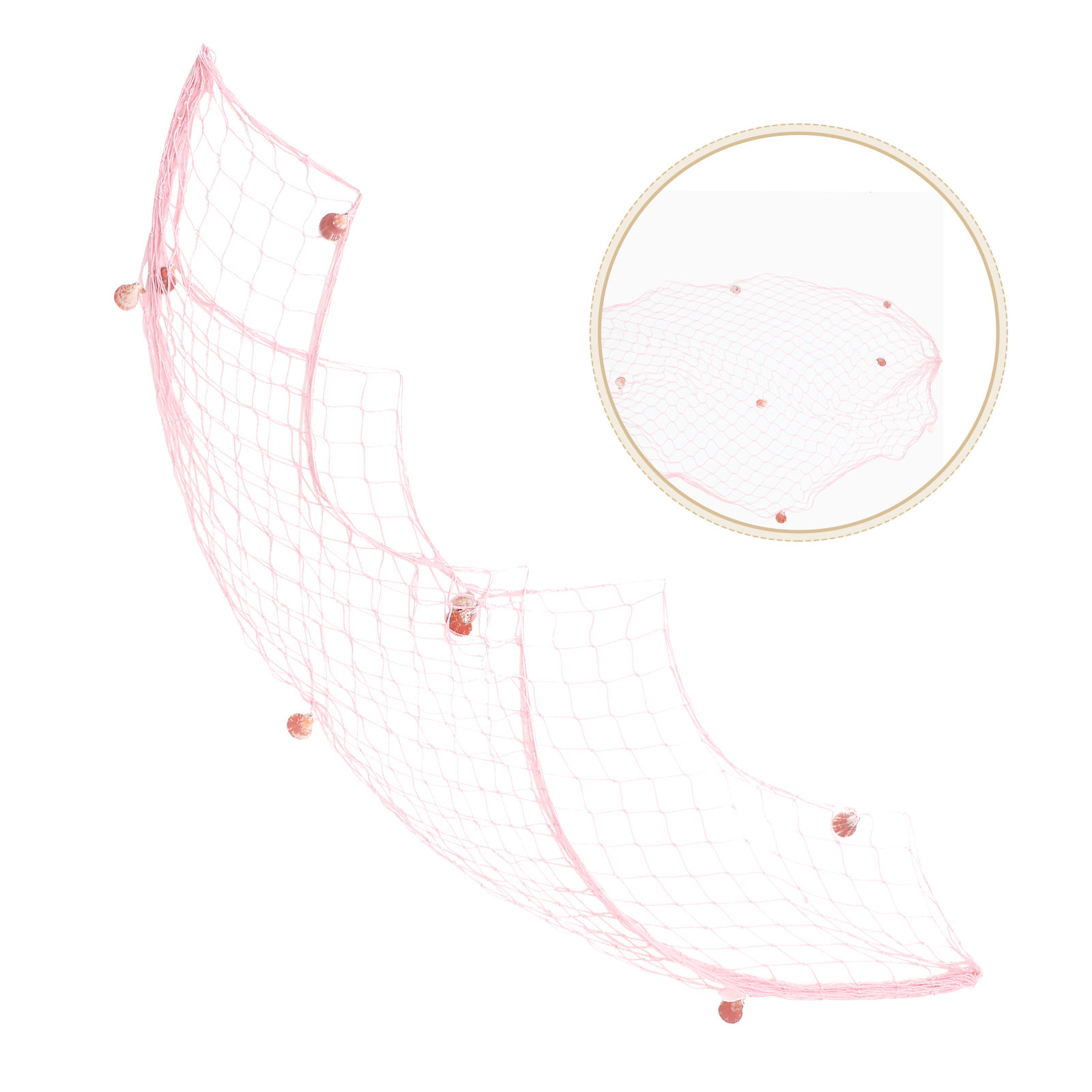 Fishing Net - Mediterrane Visnetdecoratie Roze Schelpen Wandhangend Net