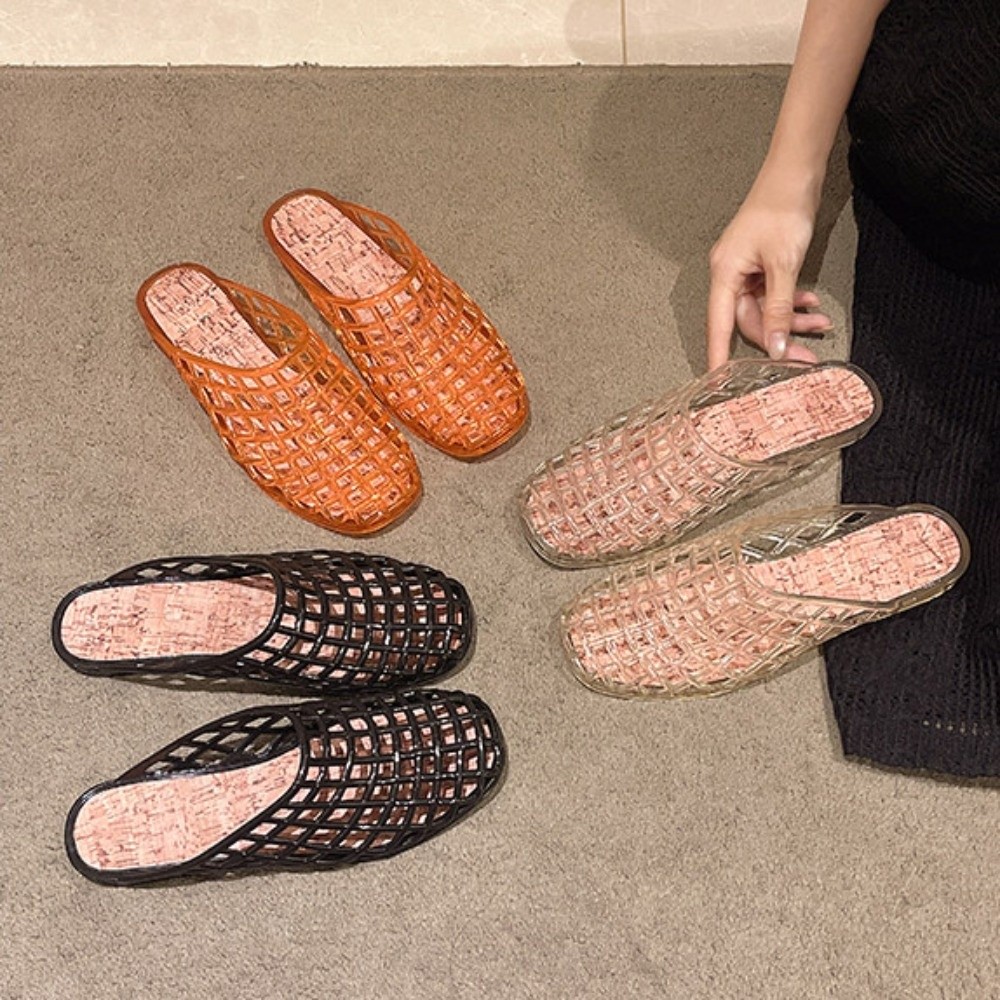 Fishing Net - Ronde teen PVC kristallen slippers zachte