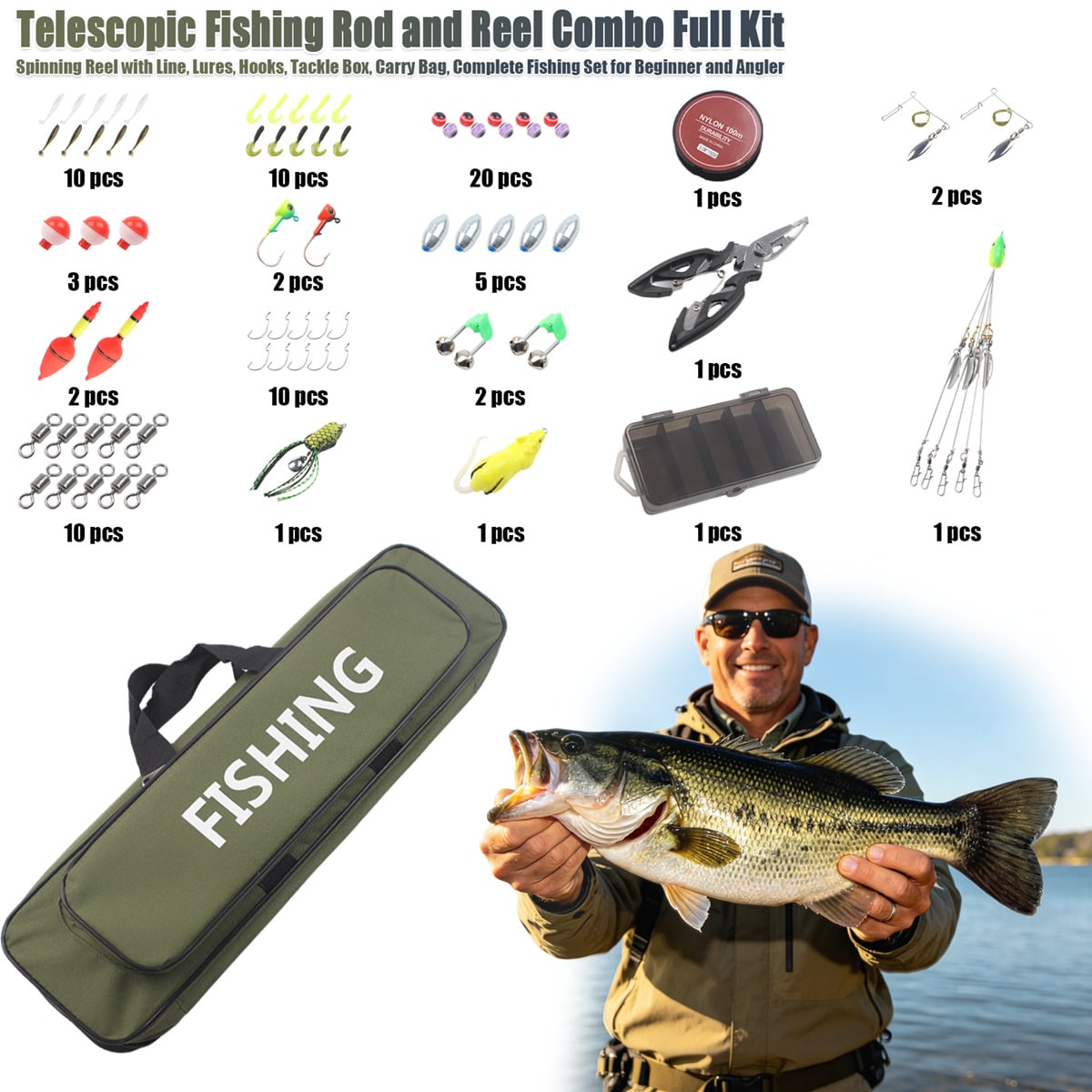86-delige telescopische hengel - Fishing Equipment Online recensie en prijs